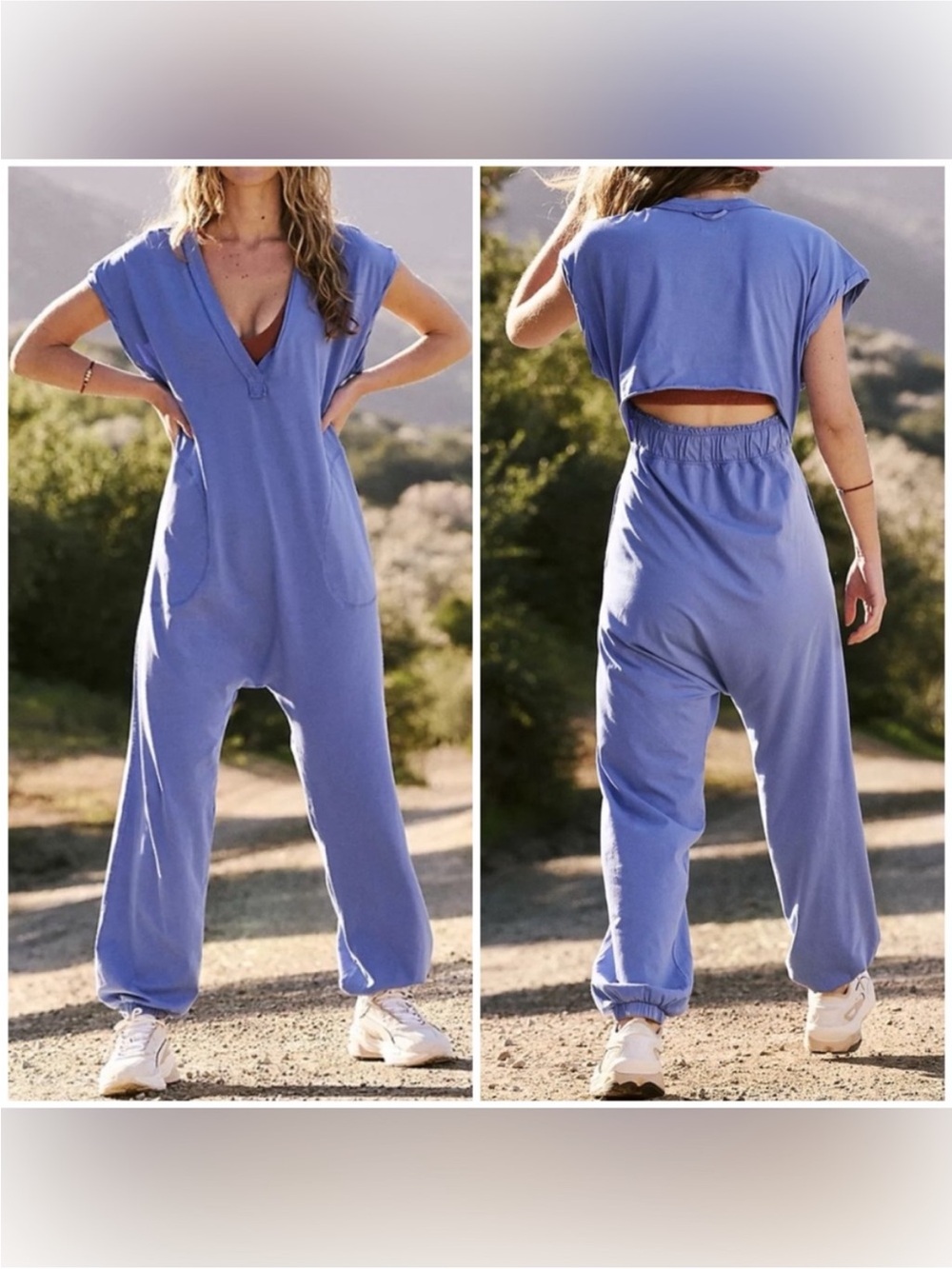 NWOT Free People FP Movement Hot Shot V-Neck Onesie - violet splendor - Small